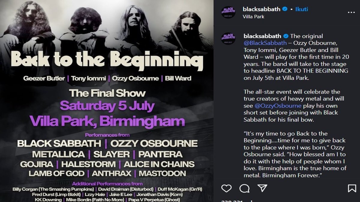 Konser Black Sabbath di Villa Park, Ini Semua Info yang Perlu Kamu
