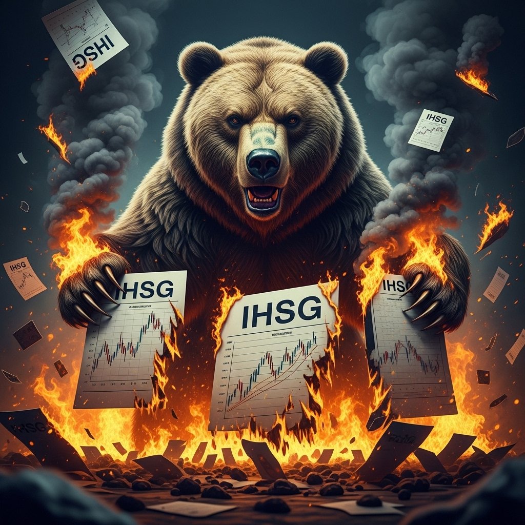 Ilustrasi IHSG 'kebakaran'