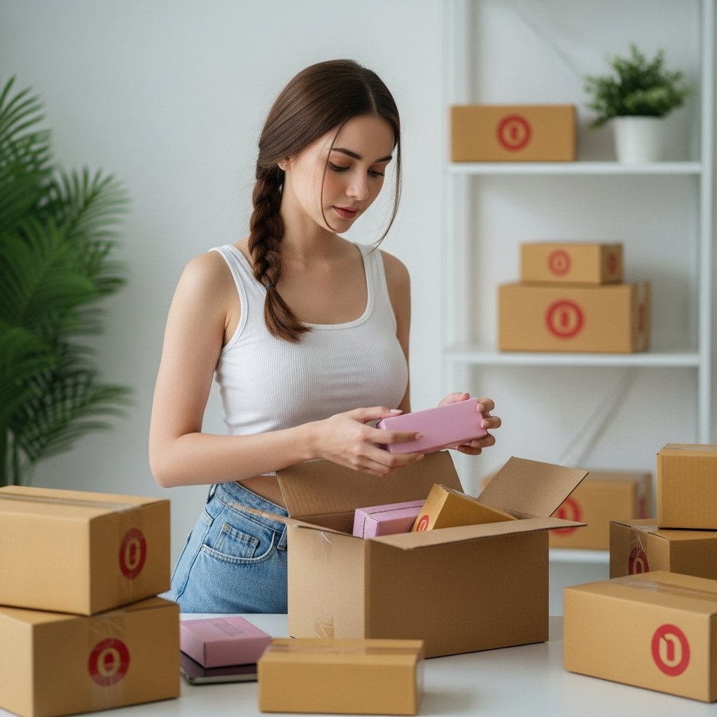 UMKM mengemas produk untuk dikirim ke pembeli.