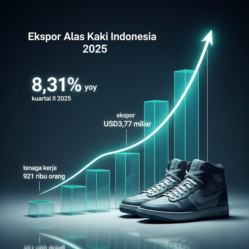 Infografis ekspor alas kaki Indonesia.