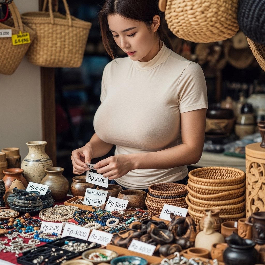Ilustrasi memberi label harga pada produk.