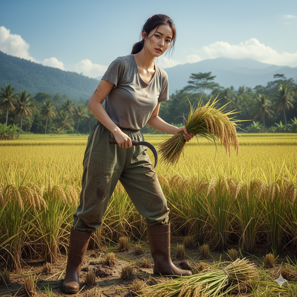Ilustrasi panen padi
