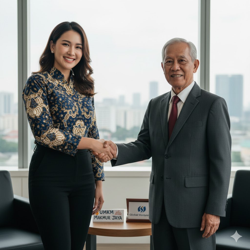Ilustrasi kesepakatan bisnis antara UMKM dan perusahaan besar.