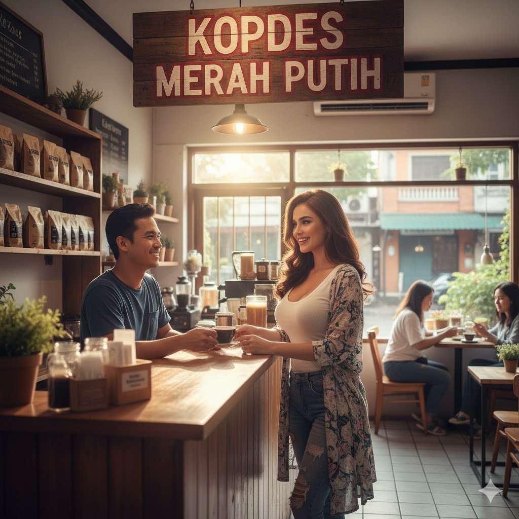 Ilustrasi Kopdes Merah Putih berbasis bisnis coffee shop