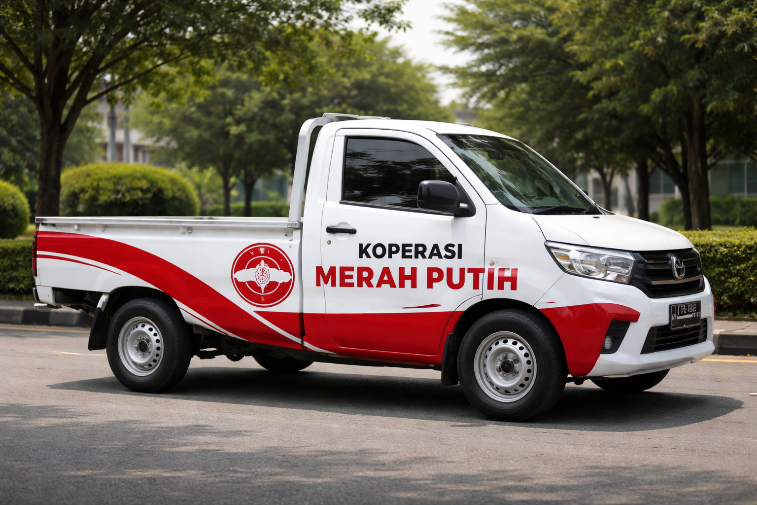Ilustrasi mobil pikap Koperasi Merah Putih