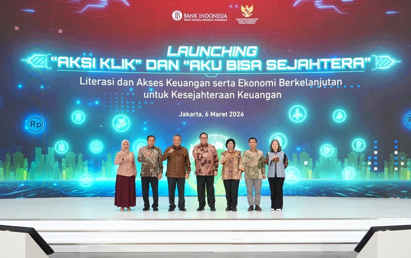 Bank Indonesia (BI) dan Kementerian Koordinator Bidang Perekonomian RI meluncurkan Program “Kuatkan Literasi dan Inklusi Keuangan untuk Kesejahteraan" (AKSI KLIK) dan Gerakan “Akses Keuangan melalui Business Matching dan Literasi untuk Kesejahteraan Keuangan" (AKU BISA SEJAHTERA).